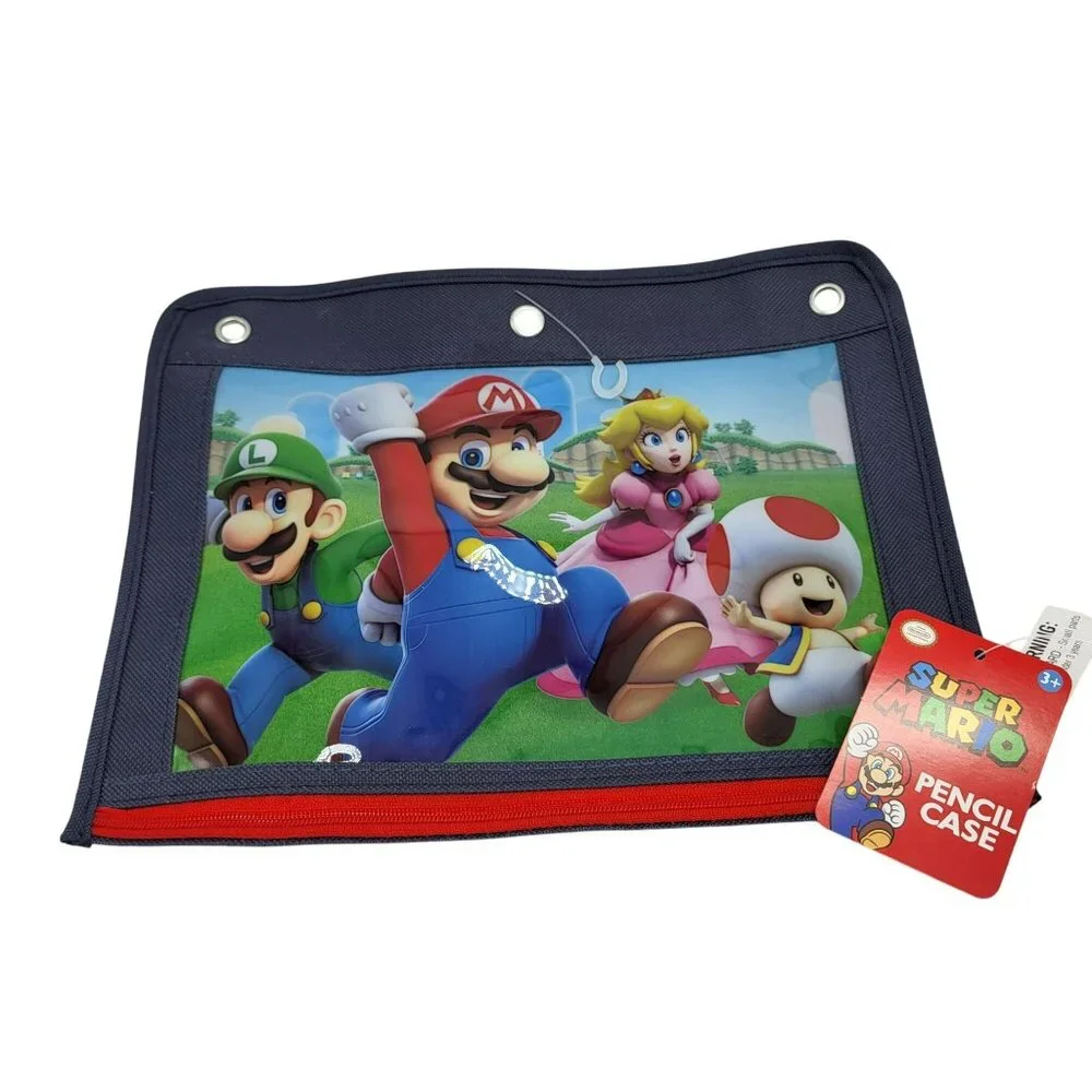 Nintendo Super Mario Game Pencil Case School Supplies With Zipper & 3-Ring Holes